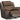 A brown faux-leather recliner chair with the footrest extended, shown against a plain white background.